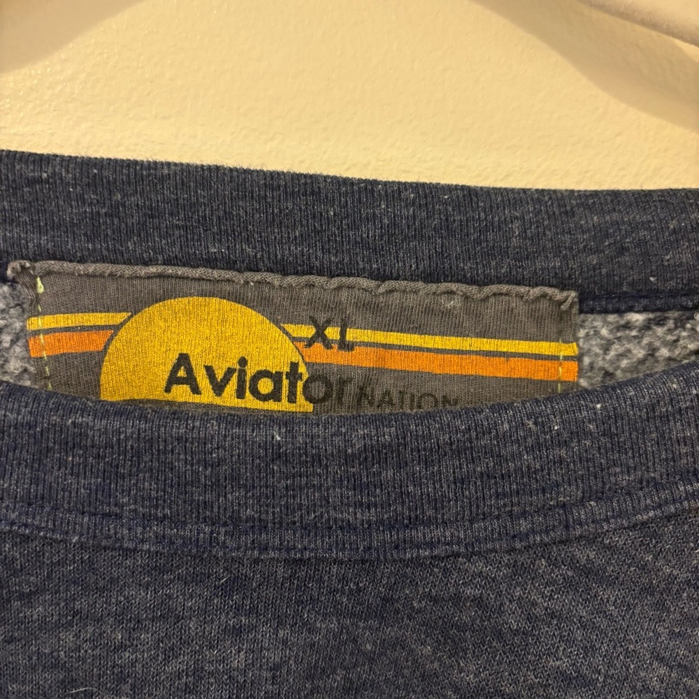 Aviator Nation Cropped Crew Neck Heathered Navy - Picture 5 of 6
